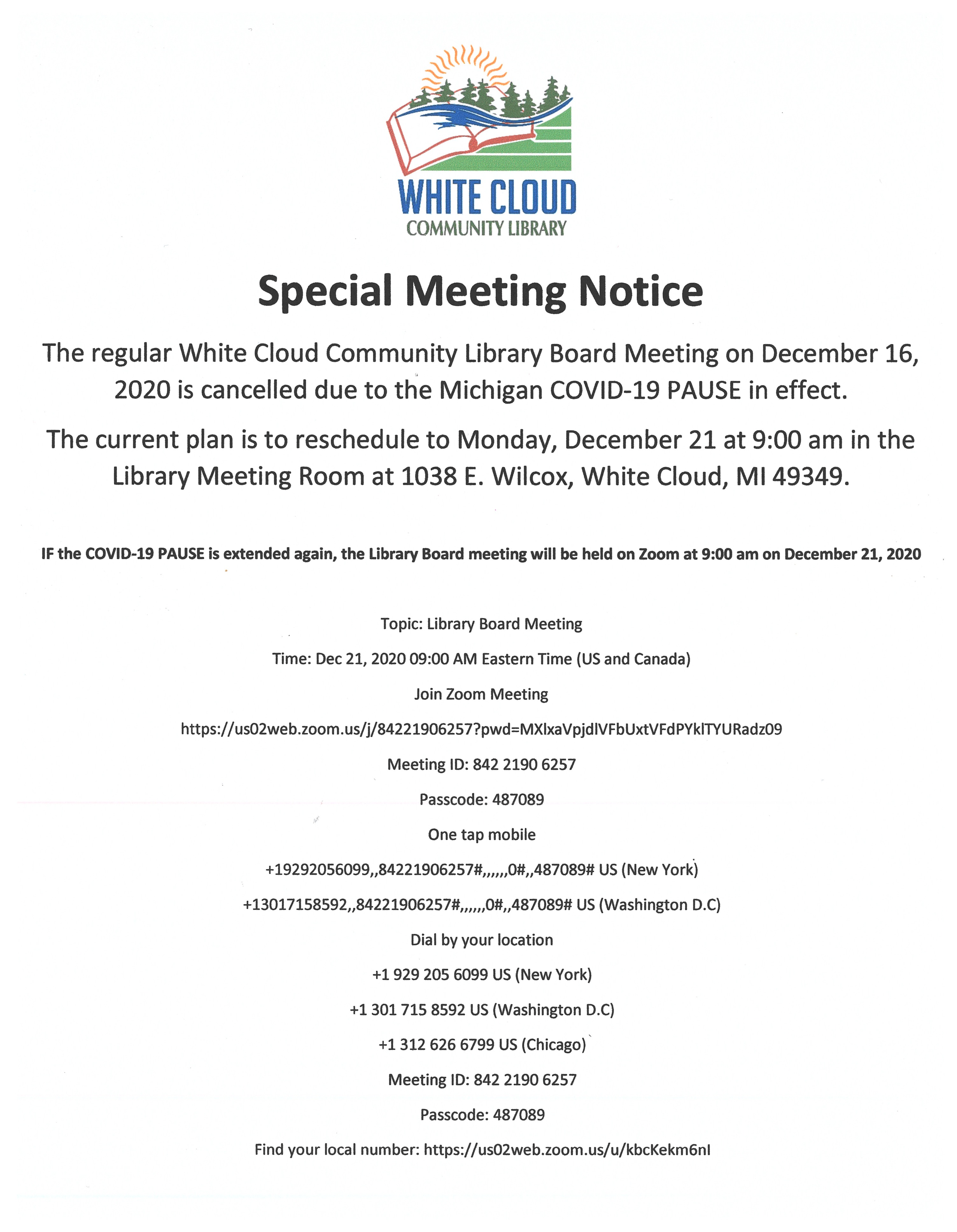 Special Meeting Notice